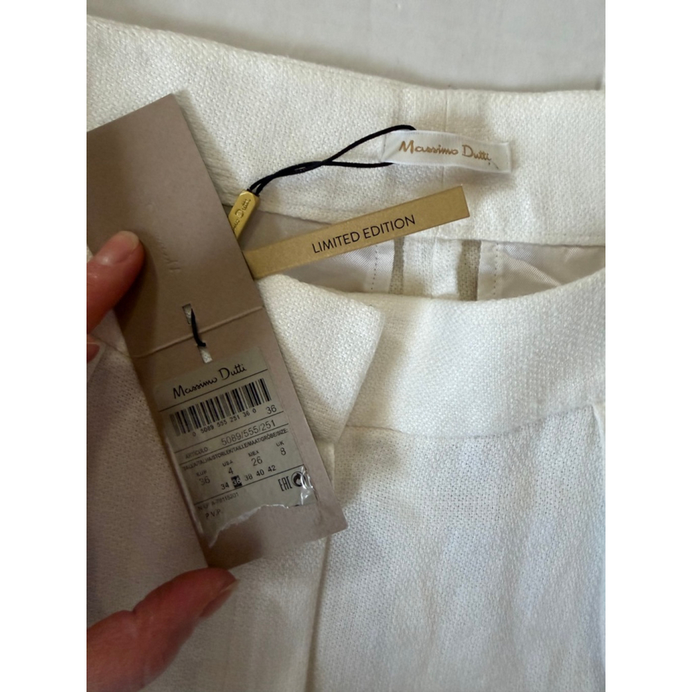 NWT Women's Massimo Dutti White Linen Trousers Size 4 - Picture 4 of 13